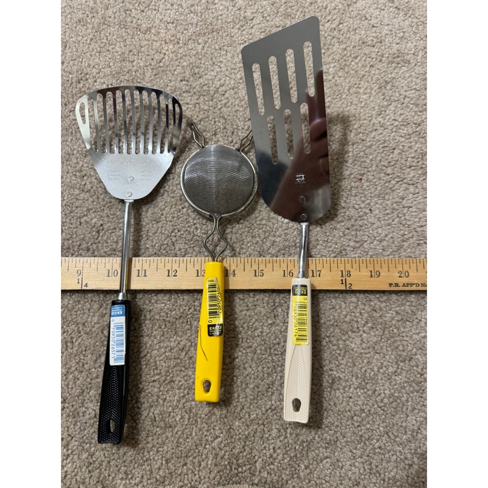 EKCO Vintage Kitchen Tool Set OS Multi Good Slotted Spatula Turner Tea Strainer